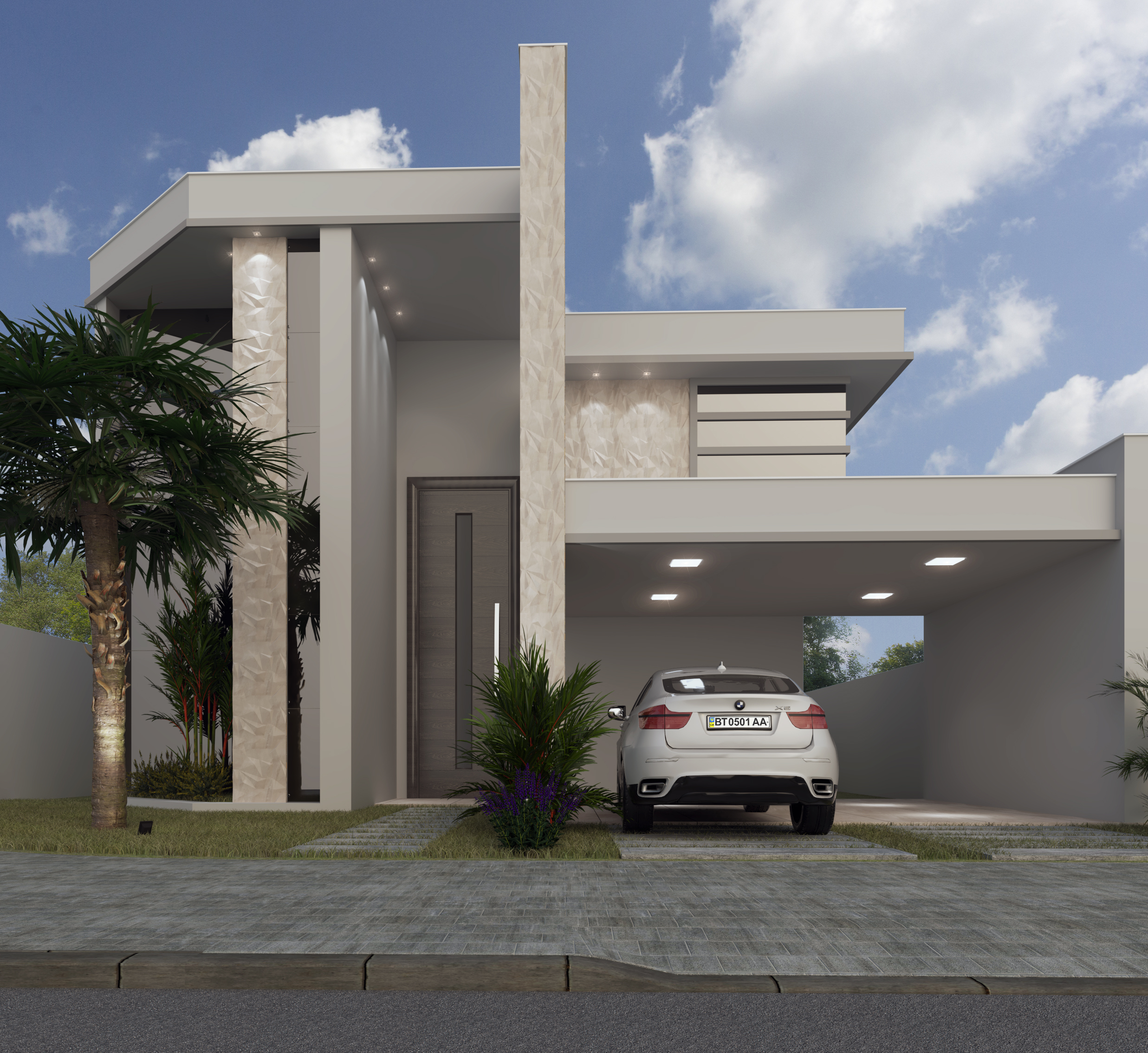 Fachada de sobrado arquitetura moderna em Cuiabá